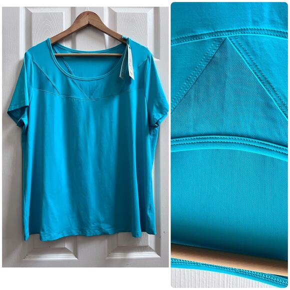 Livi New UPF 50+ Moisture Wicking Aqua Blue Short Sleeve Top Size Size 14/16 Gym - Picture 1 of 12